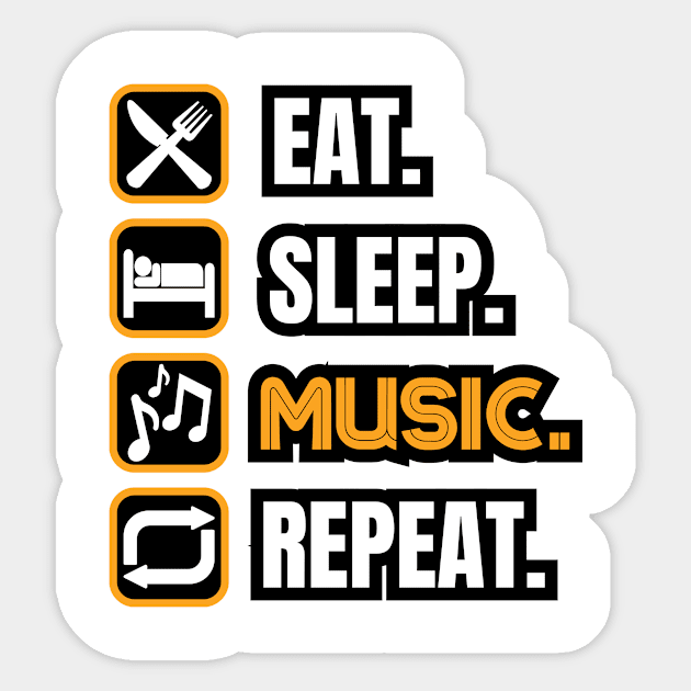 Eat Sleep Music Repeat Sticker by Paul Summers